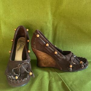 Sam Edelman Brown Suede Wedge Moccasin Heels